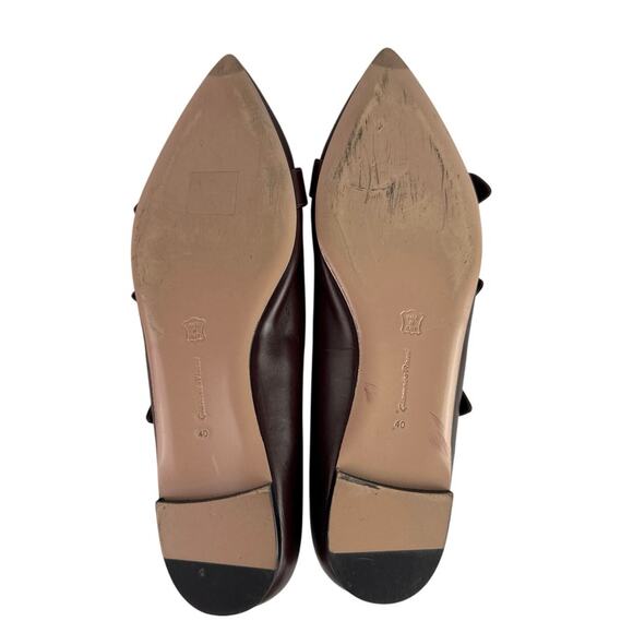 Gianvito Rossi Burgundy Leather Pointed Toe Buckle Strap Slip On Ballet Flats 9 - Picture 4 of 7